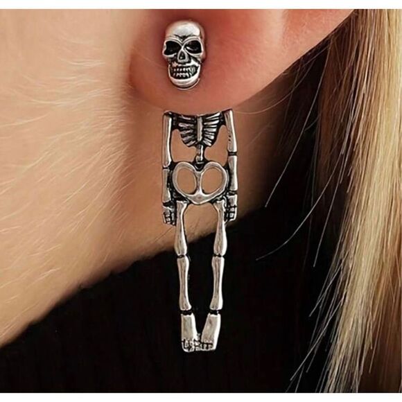 Unique Detachable Realistic Human Skull Skeleton Earrings For Women, Perfect For - Picture 1 of 4
